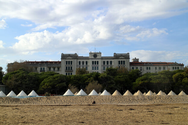 Grand Hotel des Bains on Lido di Venezia, view of the deserted main buidling